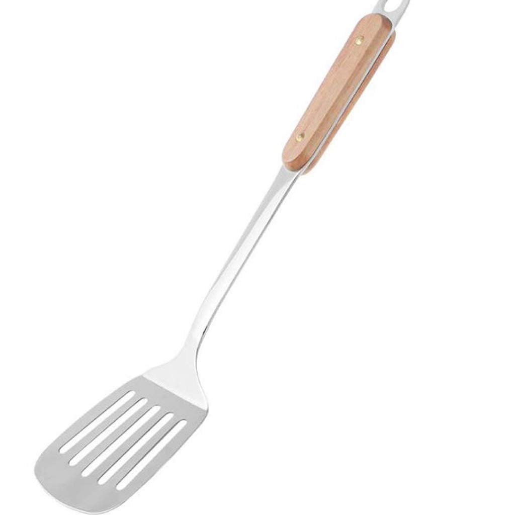 Spatule wok inoxydable avec manche en caoutchouc résistant à la chaleur pour œufs