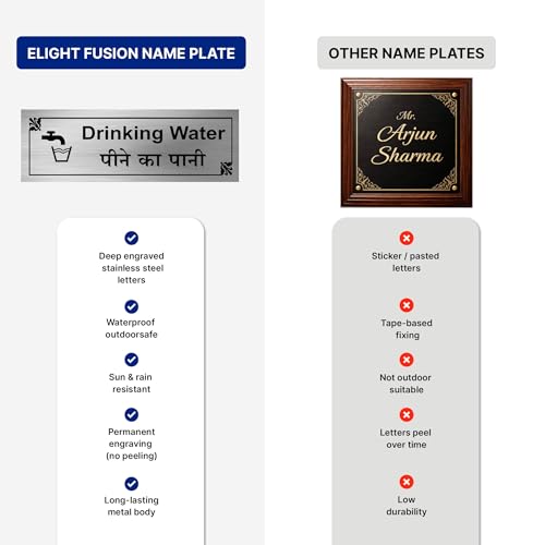 Image of Drinking Water Sign Board Sign Plate for Office, Mall, Restaurant, Hotel, Hospital, School - Wall Mount, Durable & Rustproof, Easy to Read (stainless steel12x4 Inches)