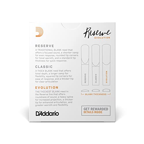 Rico Reserve Evolution Bb Clarinet Reeds, Strength 3.5+, 10-Pack