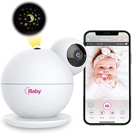 iBaby M8 2K Smart Baby Monitor, 355° Pan 110° Tilt and 2-Way Talk, Video Baby Monitor with Crying and Motion Alerts, Moonlight Projector, Temperature/Humidity Alerts, for iOS/Android