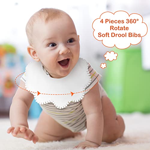 JenPen White Bibs for Baby Girl Bandana Muslin 360 Bibs Baby Bandana Drool for Girl Set for Teething Toddler4