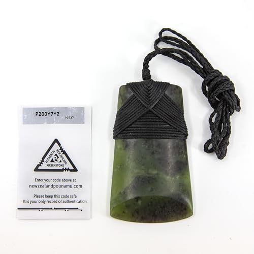 100% New Zealand Jade Necklace for Men and Women, Hand Carved Maori Necklace Jade Pendant for Men With Black Adjustable Cord, Pounamu Green Stone, Toki Nephrite Jade Large 2.8in (70mm)3