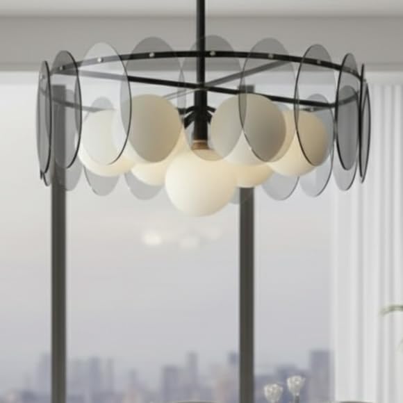 Image of Modern Ceiling Chandelier 600mm|Round Metal Glass Hanging Light for Living Room, Kitchen Island & Dining|Aura Ring Chandelier
