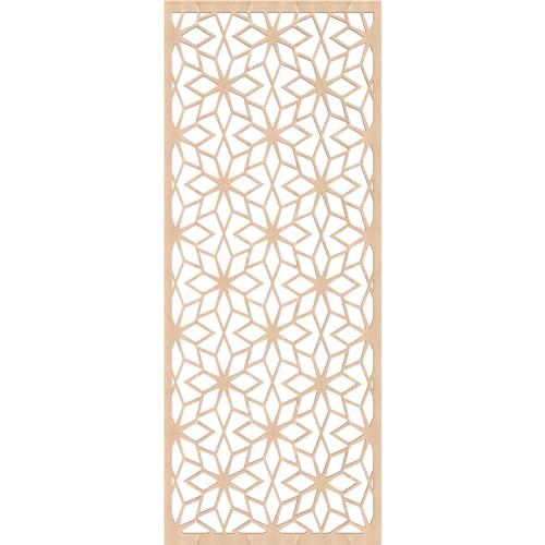 Image of 23 3 /8 inchW x 59 3 /8 inchH x 3 /8 inchT Lake Decorative Fretwork Wood Wall Panels, Red Oak