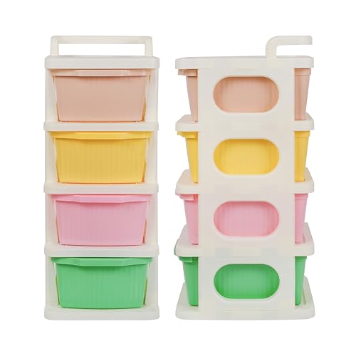 Image of KITCHIVO Heavy Duty Plastic Storage Drawer with Wheels | Modular Cabinet for Bedroom, Office, Home or Classroom| Chest of Drawers Organiser for Cosmetics, Kitchen items, Toys (Multi, 4)