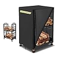 Hergesch Firewood Log Rack Cover, 420D Wood Rack Cover Waterproof & Heavy Duty, 2 Tiers Small Firewood Log Rack Cover with Openable Front Flap Indoor/Outdoor Log Storage Rack Cover Only Cover