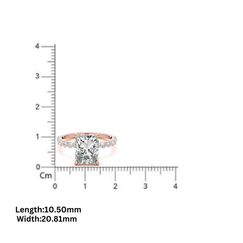 Radiant Cut Moissanite Solitaire Engagement Ring | 925 Sterling Silver White Gold Plated | Floating Pave Band Bridal Jewelry for Women3