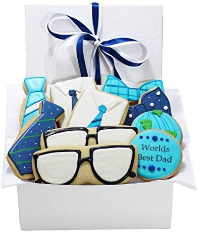 Father's Day Cookie Gift Basket 10 decorated vanilla cookies Father's designed gift box, for Father, Father in law, Stepfather Unique Gourmet Food Gifts Prime Delivery Kosher
