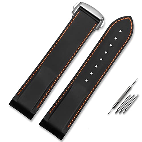 Bande de montre en silicone 22 mm INFRI avec fermoir pliant pour montre Omega