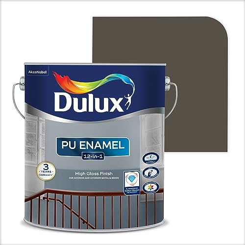 Dulux PU Enamel Dark Brown 500 ml High Gloss Finish Paint for Interior Exterior Metal & Wood Surfaces with Fast Drying Anti-Rust & Complete Coverage