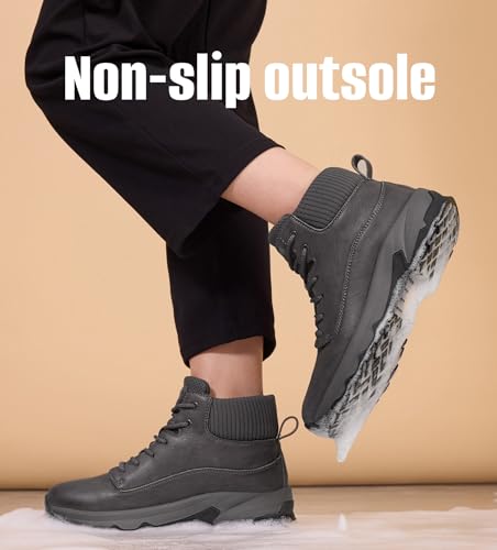 SHULOOK Non Slip Work Boots for Women Slip-Resistant Shoes Waterproof Food Service Chef Kitchen Restaurant Working Casual Comfortable Ankle Boot Outdoor Walking Booties Sneakers Gray Size 8 by SHULOOK - Used condition - Image 3