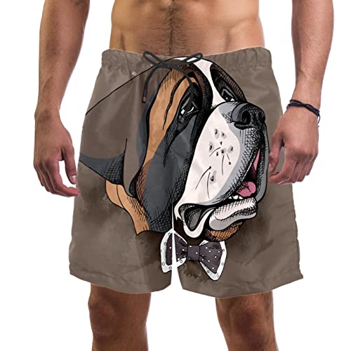 Short de bain homme bouledogue brun Yuzheng au motif original