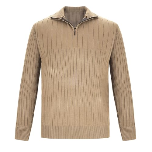 Men's Quarter Zip Knitted Sweaters Slim Fit Long Sleeve Pullover Sweater Textured Mock Neck Outdoor Running Sweaters 5