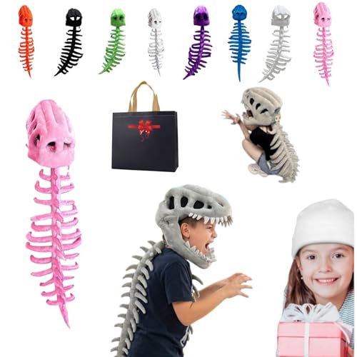 Dinosaur Skeleton Costume 3D Dinosaur Plush Huggable Softness Skeleton Costume For Dress-Up Parties & Photos (Pink 31 in)
