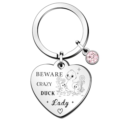 QMVMV Funny Duck Keyring Gifts Animal Lover Gift Beware Crazy Duck Lady Duck Lover Gift For Women