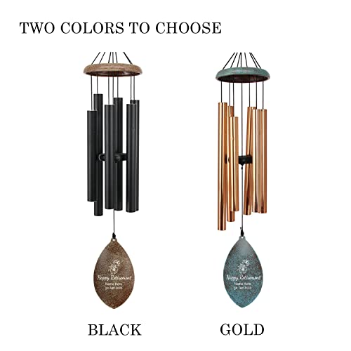 Image of ASTARIN Personalized Happy Retirement Gift, Custom Name Retirement Wind Chimes for Women Men, 35 inch Large Deep Tone Wind Chime Retire Gifts for Teacher Co-Workers Boss