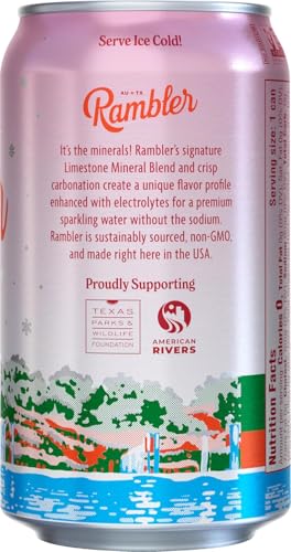 Image of AUTX RAMBLER Sparkling Water, Texas Limestone Mineral Blend, Cranberry Flavor, Limited Edition, 12-Ounce Cans, Three 8-Packs (24 Cans)