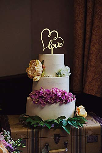 Rustic Wooden Love With Hearts Cake Topper For Wedding,/ Engagement/Anniversary/Birthday Party Decorations, Paint It Or Add Sparkles For A Truly Unique Look #TOP3