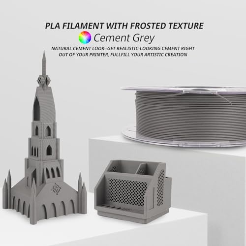 Image of AMOLEN PLA 3D Printer Filament, Cement Grey PLA Filament 1.75mm, Magic Stone Marble PLA 3D Printing Filament, 1kg Spool (2.2lbs), Dimensional Accuracy + /- 0.02 mm, Fit Most FDM Printer
