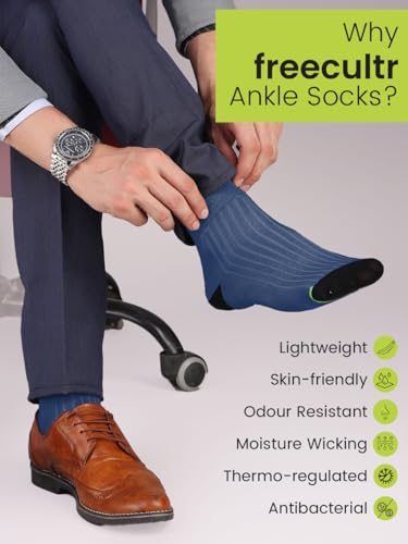Image of Freecultr Ankle Socks | Breathable Bamboo Fibre | Odour Resistant | Thermo Regulated | Moisture Wicking | Anti-Slip Y-Heel | Soft & Comfortable Assorted Combos