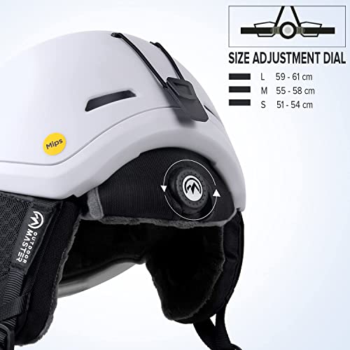 Outdoormaster Diamond Mips Ski Helmet - Snowboard Helmet For Men Women & Youth, Safety Brain Protection System (Pure White, S) #TOP4