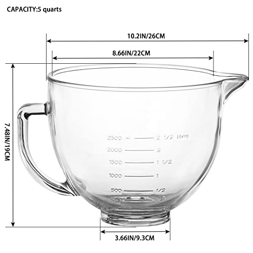 MOLIGOU Tazón de Vidrio 5 Quart con Asa y Pico Vertedor miniatura 3