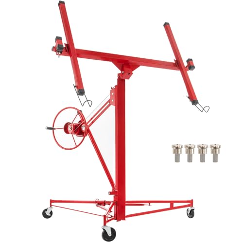 VEVOR Sollevatore Pannelli Cartongesso Professionale, Portato Fino a 68 kg, Alza Solleva Lastre Pannelli Cartongesso Pieghevole per Pareti e Soffitti, 120 cm - 335 cm di Altezza di Lavoro