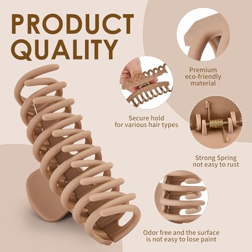 Image of ANNA CREATIONS 8 Pcs Korean Fashion Matte Hair Claw Clips Strong Hold Clutcher for Thick & Thin Hair Accessories Clutches for Women & Girls