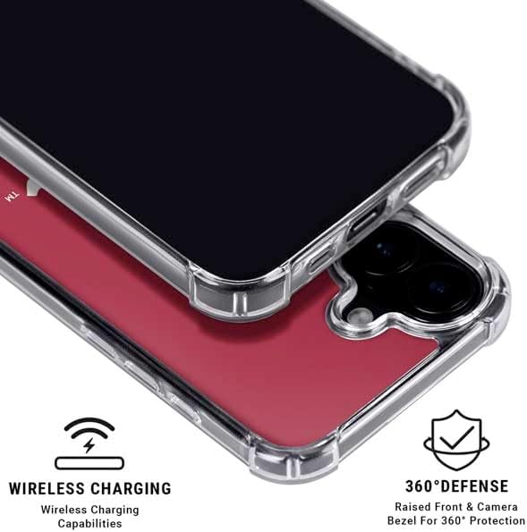 Skinit Clear Phone Case Compatible with iPhone 16 - Officially Licensed University of Arkansas-Fayetteville A Red Design