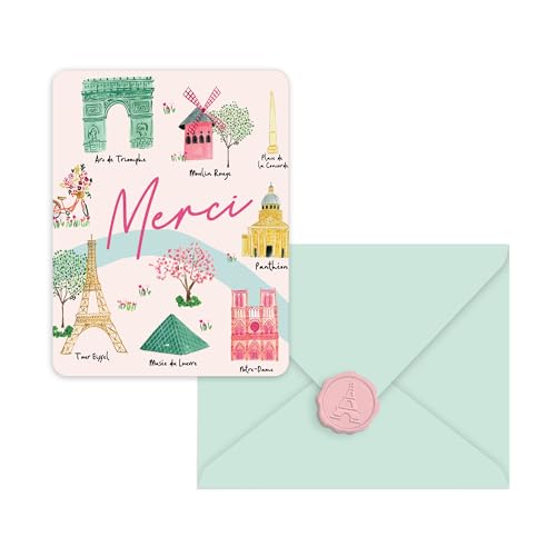 Image of Studio Oh! Blank Note Cards with Envelopes and Wax Seals, Boxed Stationery Set, Embossed All Occasion Cards for Thank You Notes, Letters, Gifts and Keepsakes, Sights of Paris