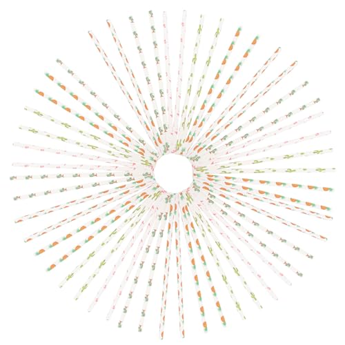 100 pajillas desechables de papel de frutas tropicales