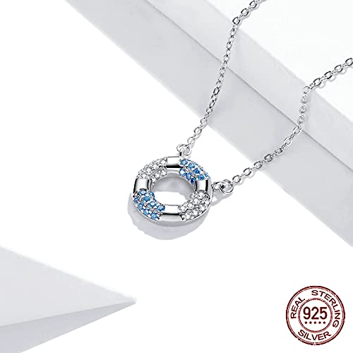 Anillo de natación azul collar cadena deporte joyería para niñas 2