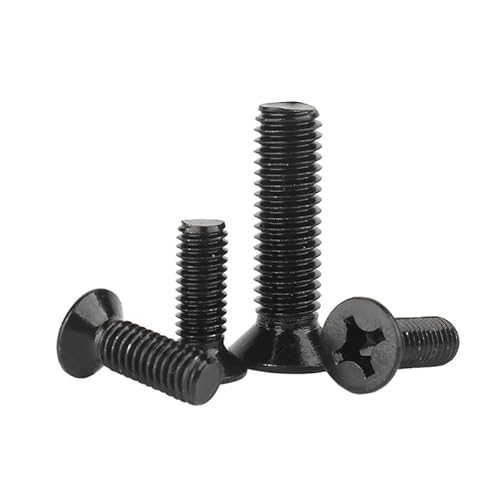 ORANXIN M3 x 12mm 50 Pcs Cruz Pernos avellanados Acero inoxidable 304 Negro Zinc Cabeza plana Pernos Tornillos de máquina Métrico Ferretería