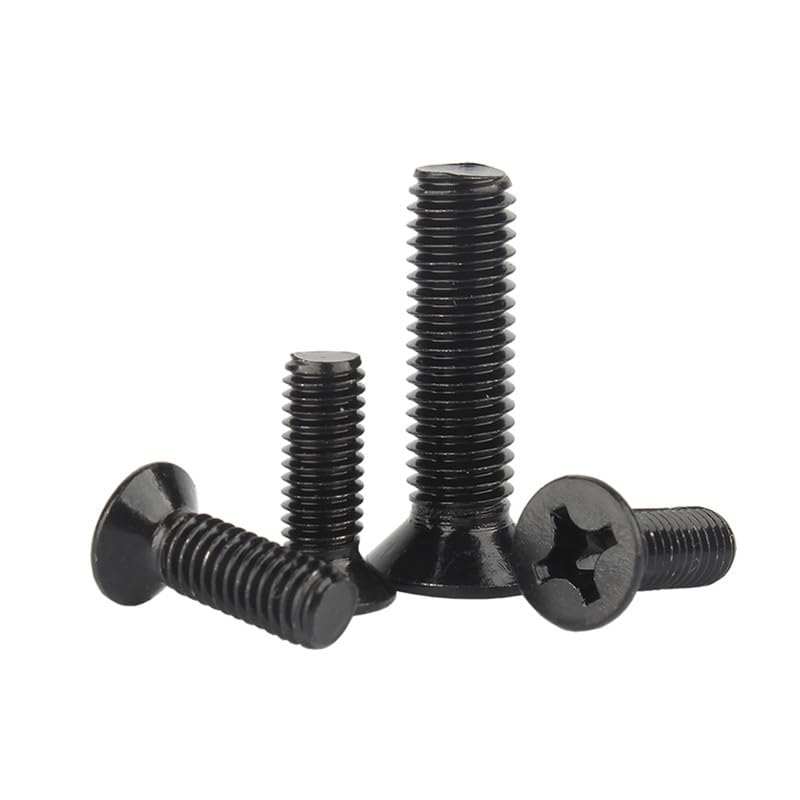 ORANXIN M2 x 6mm 50 Pcs Cruz Pernos avellanados Acero inoxidable 304 Negro Zinc Cabeza plana Pernos Tornillos de máquina Métrico Ferretería