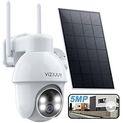 VIZIUUY 3K/5MP Solar Security Cameras Wireless Outdoor, 360°Pan and Tilt | Color Night Vision, PIR+AI Motion Detection, Spotlights Alarm, IP66 Waterproof, 2 Way Audio, Wifi6, Work with Alexa/Google