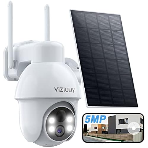 VIZIUUY 3K/5MP Solar Security Cameras Wireless Outdoor, 360°Pan and Tilt