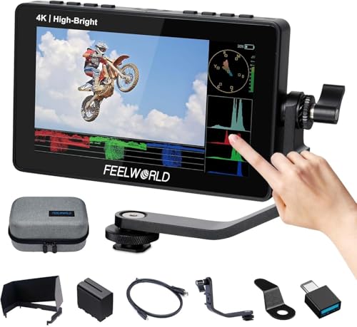 FEELWORLD F5PROX 1600Nits Hoge Helderheid Camera Veldmonitor 5.5 inch TouchScreen DSLR Camera Monitor met 3D LUT,4K HDMI Input/Output,Peak Focus Assist,HDR, F970 en Opbergtasje