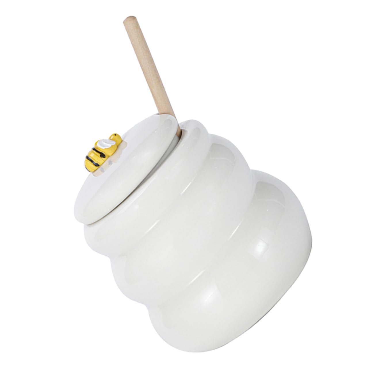 STOBAZA Honey Pot with Honey Dier 415ml Lidded Honey Jar Ceramic Honey Storage Container