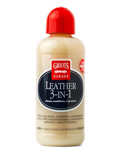 Griot's Garage Leather 3-in-1, Leather Cleaner and Conditioner for Car Leather Seat Upholstery, Sofa, Jacket, Shoes, and More, Cleans, Conditions, and Protects, 16 Oz, 11019