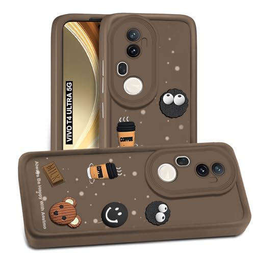 Image of AESTMO Back Case Cover | Cute Fun Cartoon 3D Ball | Coffee Silicone Case | Full Body Protection | Camera Protection Back Cover (Brown, Vivo T4 Ultra 5G)