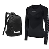 Gestricktes Logo hummel 207142 CORE Back Pack Rucksack, Black, M & Damen First Seamless L/S Trikot, Schwarz, M-L EU