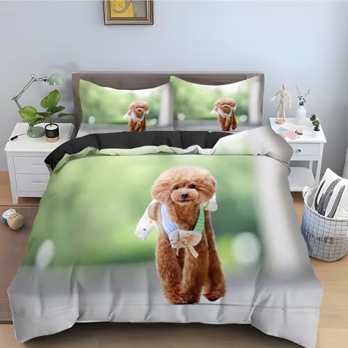 Housse couette 200x200 avec fermeture éclair lit imprimé chien
