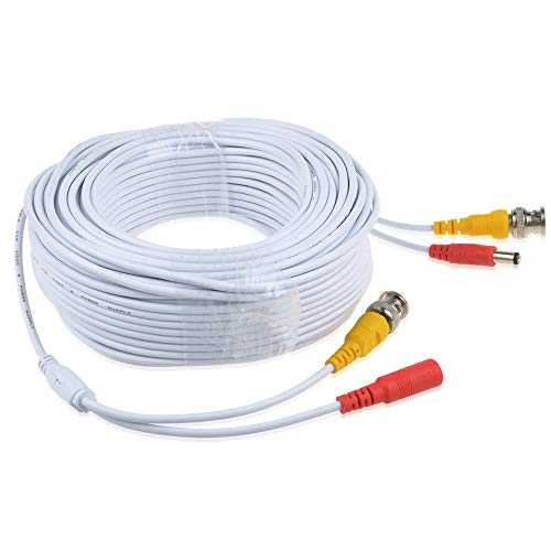 ABLEGRID 150ft White BNC Extension Power Cable Cord Lead for Samsung Wisenet SDC-89440BFN Camera