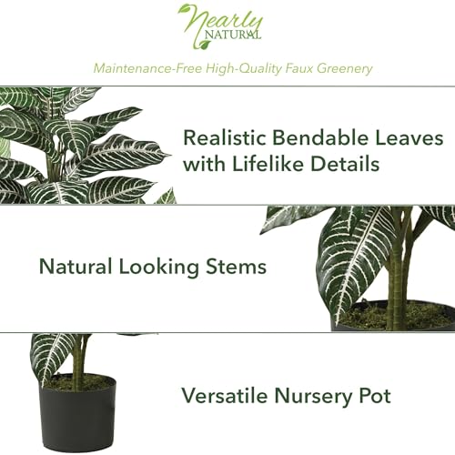 Nearly Natural 3ft Zebra Silk Plant - Thumbnail 2