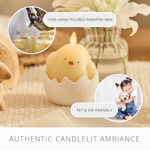 Image of Luminara Hatching Easter Chick Candle - 3.3 inch x 4.3 inch - Flameless Real-Flame Holiday-Inspired Decor - AA Batteries - Flickering LED Flame