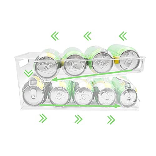2-Layer Auto Rolling Down Soda Can Storage Box, Suitable For Refrigerator Ice Countertop Food Cabinets, Beverage Racks, Transparent Plastic Containers #TOP28