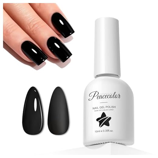 Peacecolor Esmaltes Semipermanentes para Uñas Negro 10ML, Esmalte Uñas Pintauñas Semipermanentes Gel Nail Polish Art para Principiantes Manicura y Pedicura en casa