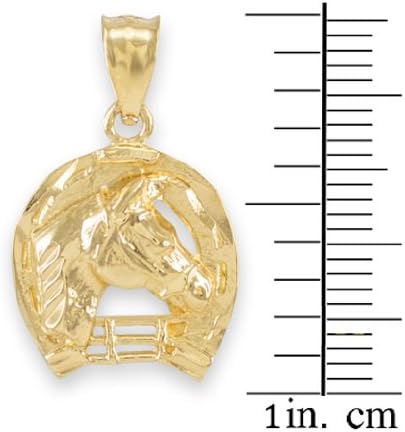 Fine 14k Yellow Gold Good Luck Horseshoe Charm Horse Head Pendant - Image 2