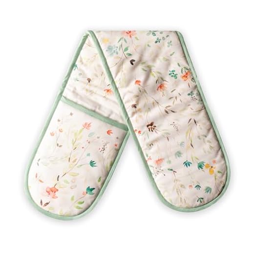 Maison d' Hermine Double Oven Gloves 100% Cotton Easter Double Oven Mitt Heat Resistant BBQ Cooking Gloves with Loop for Grilling, Microwave, Handling Hot Pans, Colmar - Spring/Summer (7"x35")