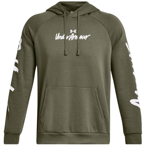 Image of Under Armour Mens Rival Fleece Graphic Hoodie Hoody Top Marine Od Green M